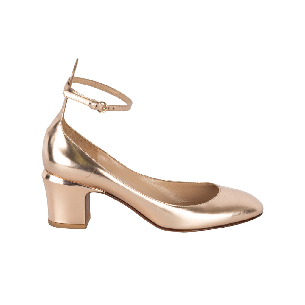 Secondhand Valentino Tango Rose Gold Block Heel Pumps