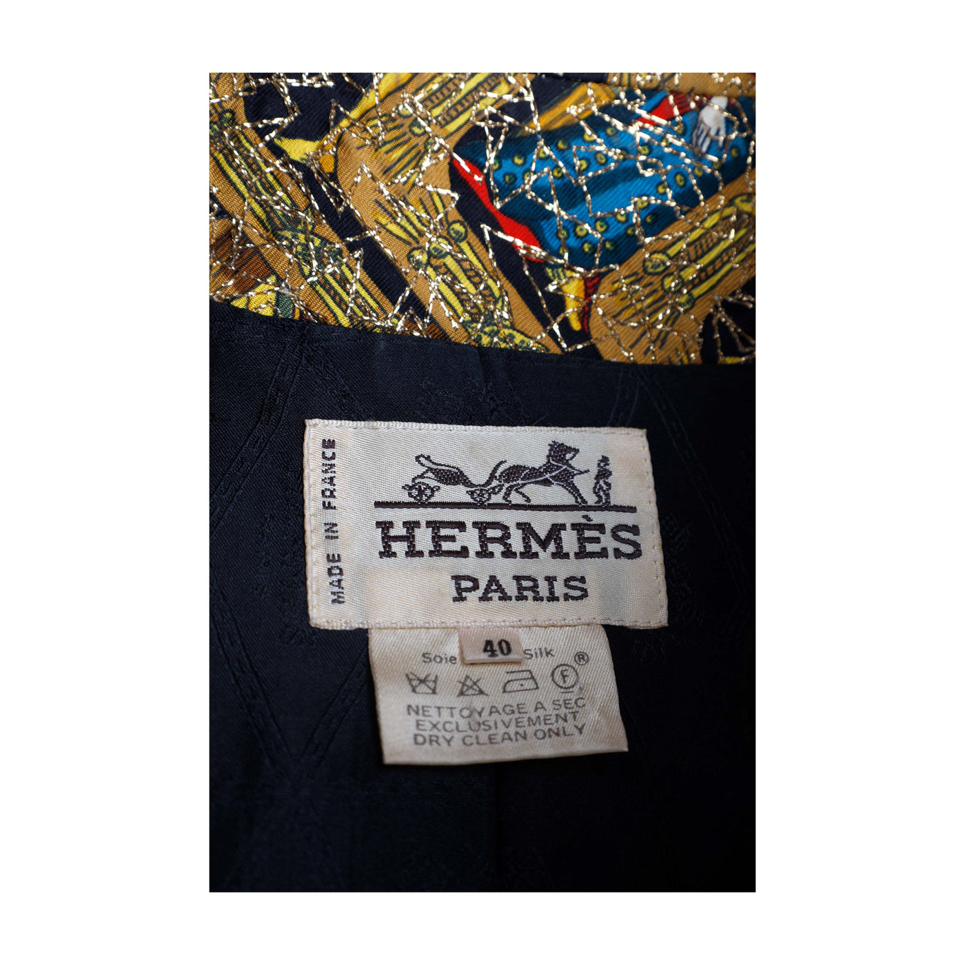 Second-hand Hermès Silk Printed Jacket with Metallic Embroidery