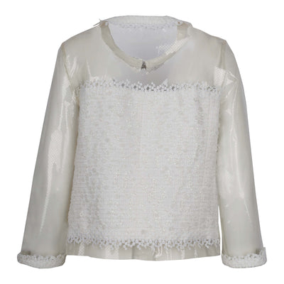 Second-hand Chanel Clear Jacket with White Lace Embroidery