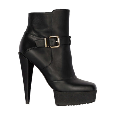 Second Hand Fendi Black Leather Ankle Boots with Heels