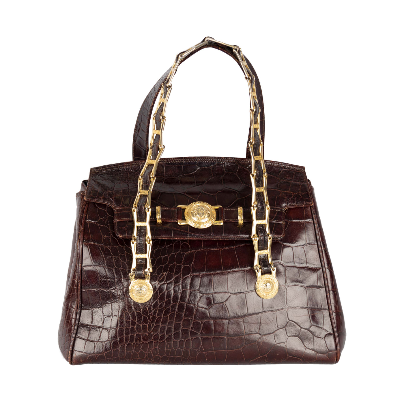 Secondhand Gianni Versace Vintage Crocodile Embossed Handbag