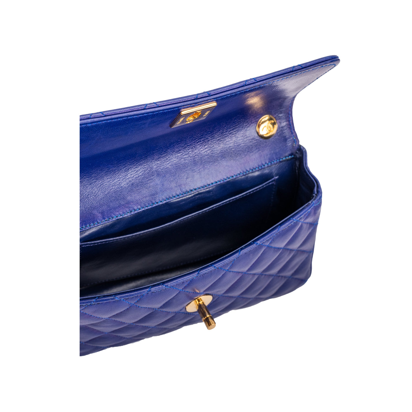 Chanel blue matelassé flap leather bag pre-owned nft