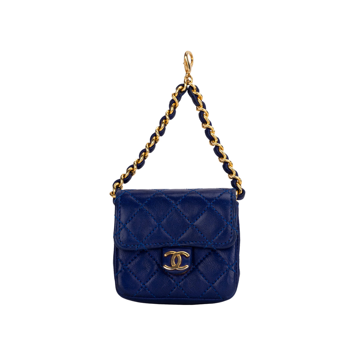 Chanel blue matelassé mini flap leather bag pre-owned nft