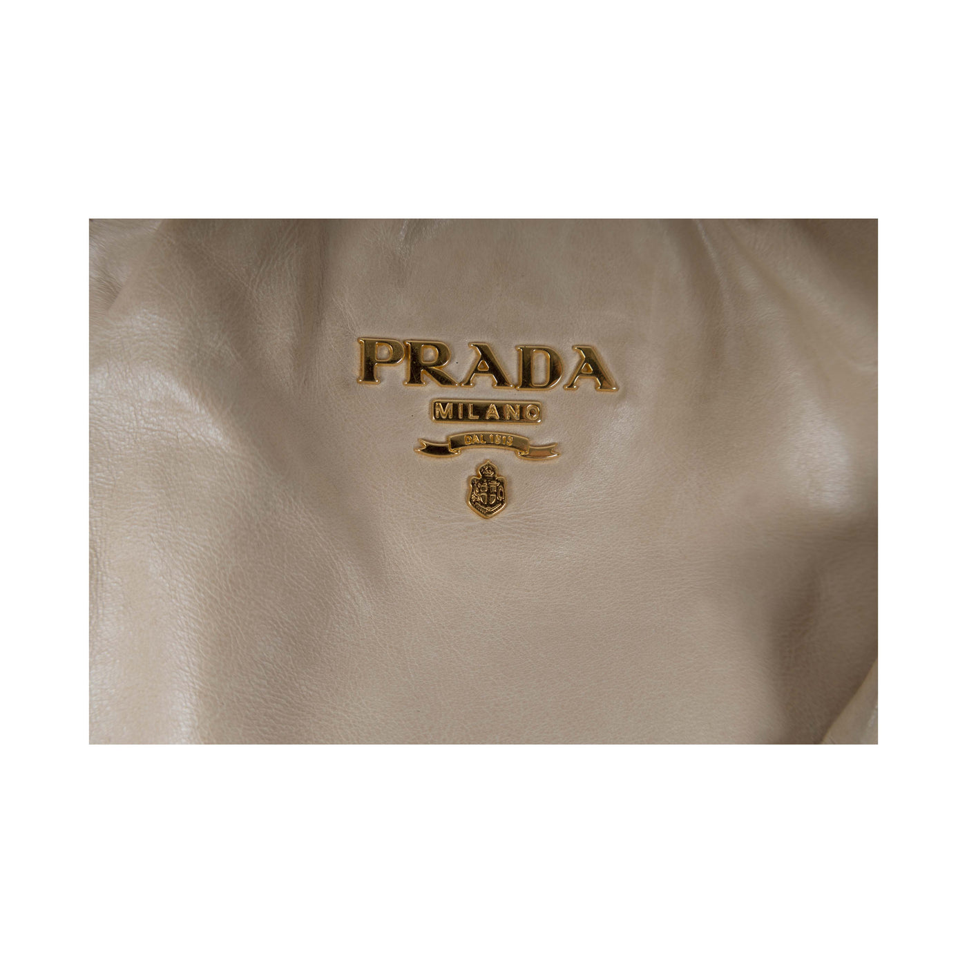 Secondhand Prada Beige Leather Hobo Handbag with Strap