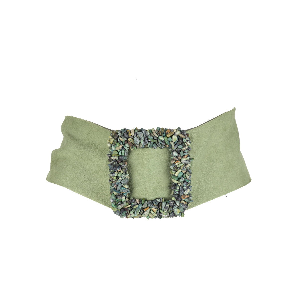 Secondhand Collection Privée Green Stone Suede Belt