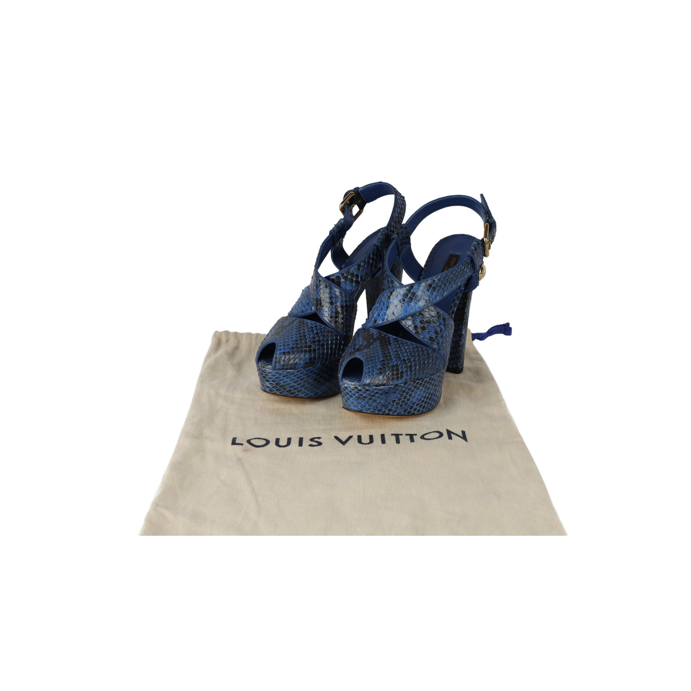 Secondhand Louis Vuitton Snakeskin Peep-toe Platform Sandals