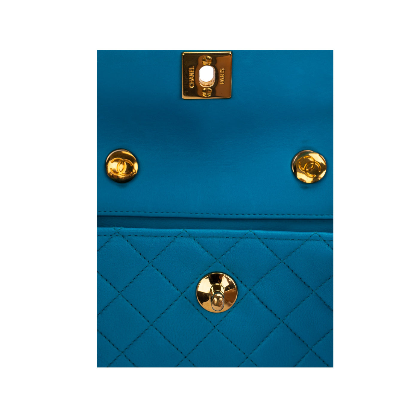 Chanel turquoise matelassé shoulder flap leather bag pre-owned nft