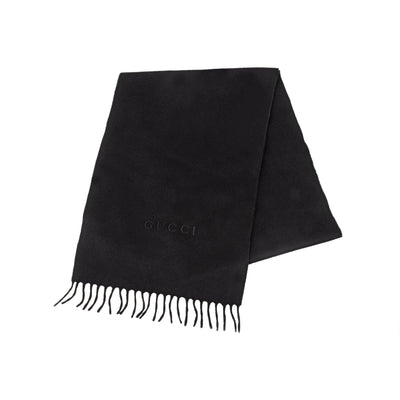 Gucci black cashmere fringed scarf pre-owned