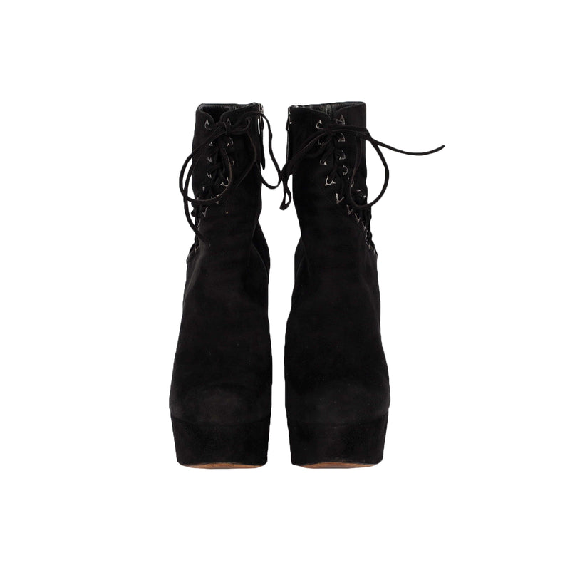 Second Hand Alaïa Lace-up Black Suede Corset Booties