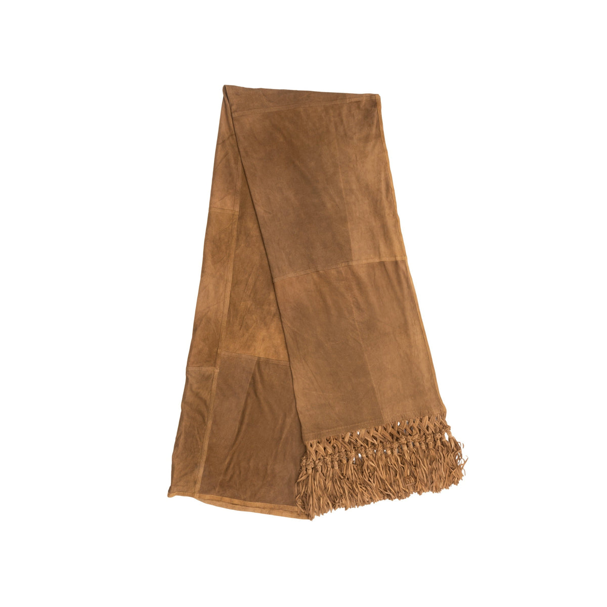 Collection Privée brown suede fringed scarf. pre-owned