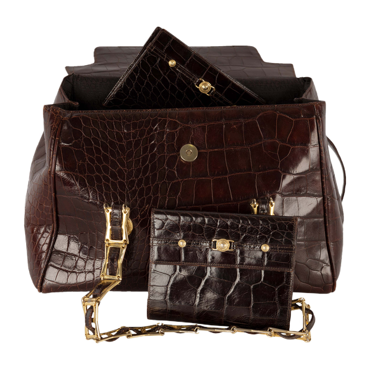 Secondhand Gianni Versace Vintage Crocodile Embossed Handbag