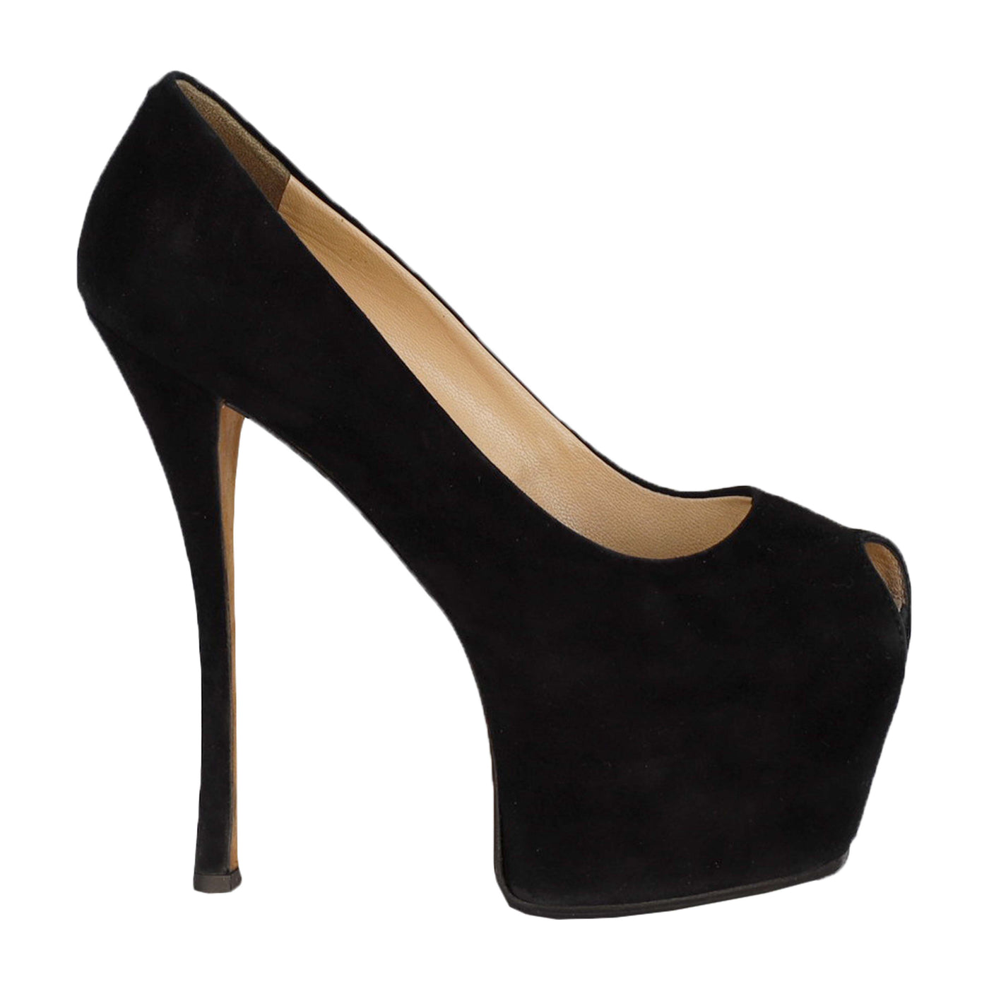 Secondhand Giuseppe Zanotti Black Suede Platform High Heel Shoes