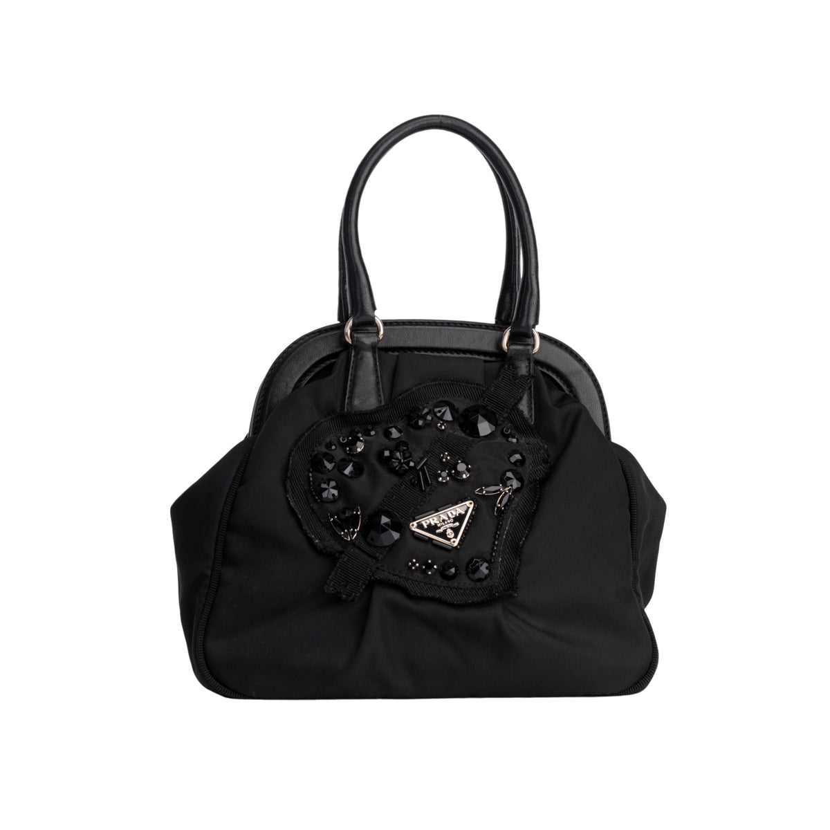 Prada nylon frame bag, embellished with jewel embroidery pre-owend