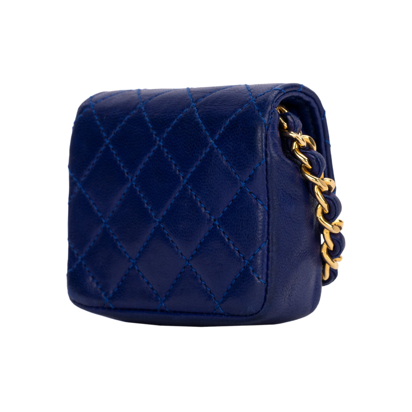 Chanel blue matelassé mini flap leather bag pre-owned nft