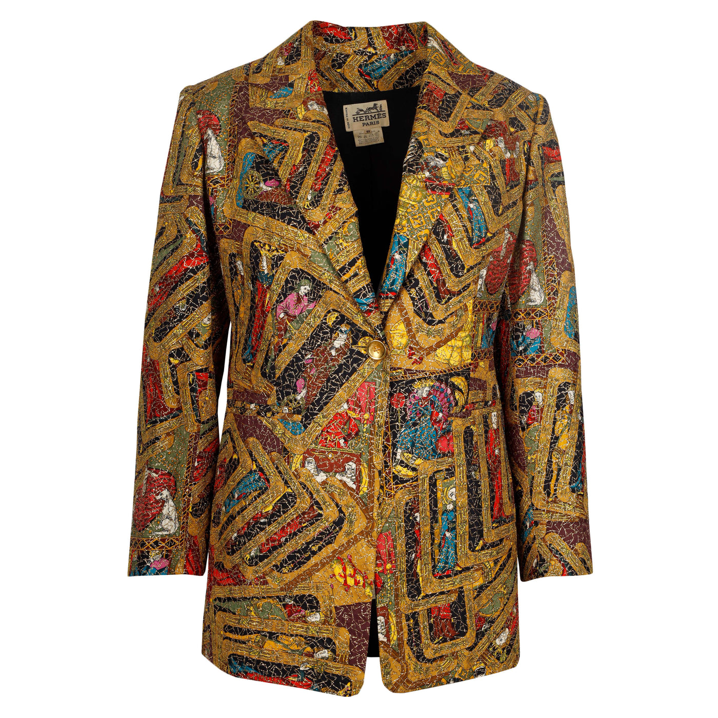 Second-hand Hermès Silk Printed Jacket with Metallic Embroidery