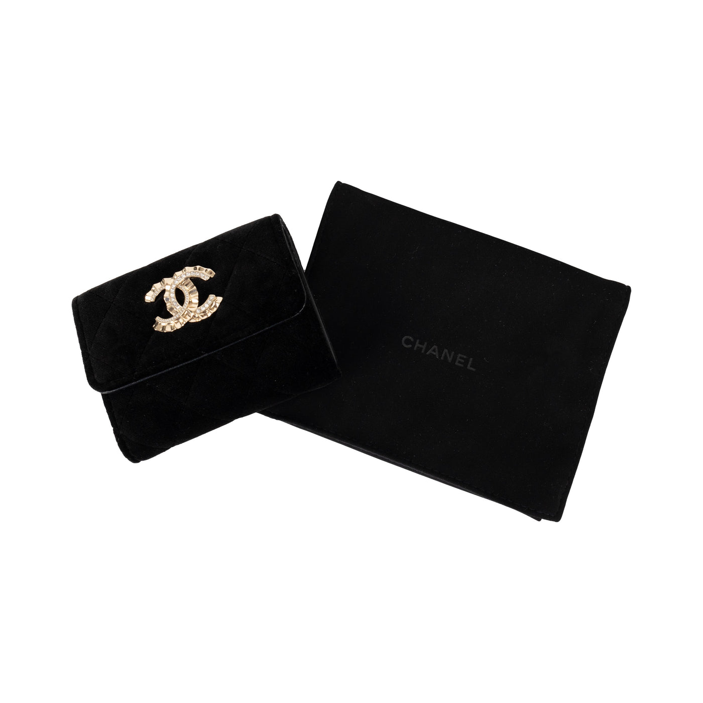 Secondhand Chanel Quilted Velvet Wallet 