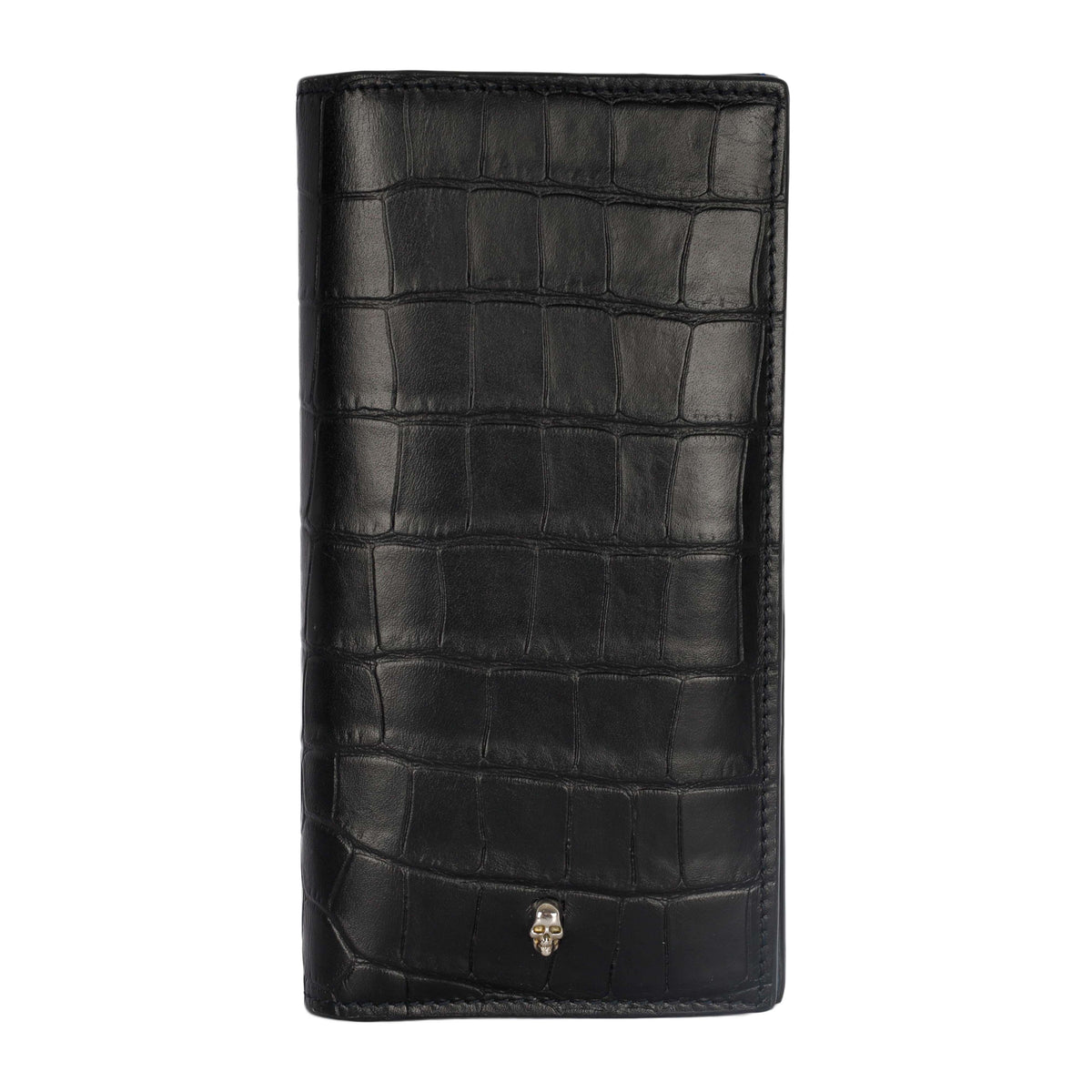 Secondhand Alexander McQueen Black Croc Embossed Long Wallet