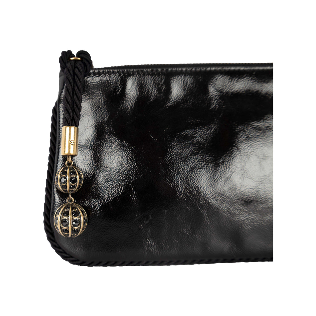 Secondhand Gucci Shiny Leather Clutch with Braided Trim & Tassel