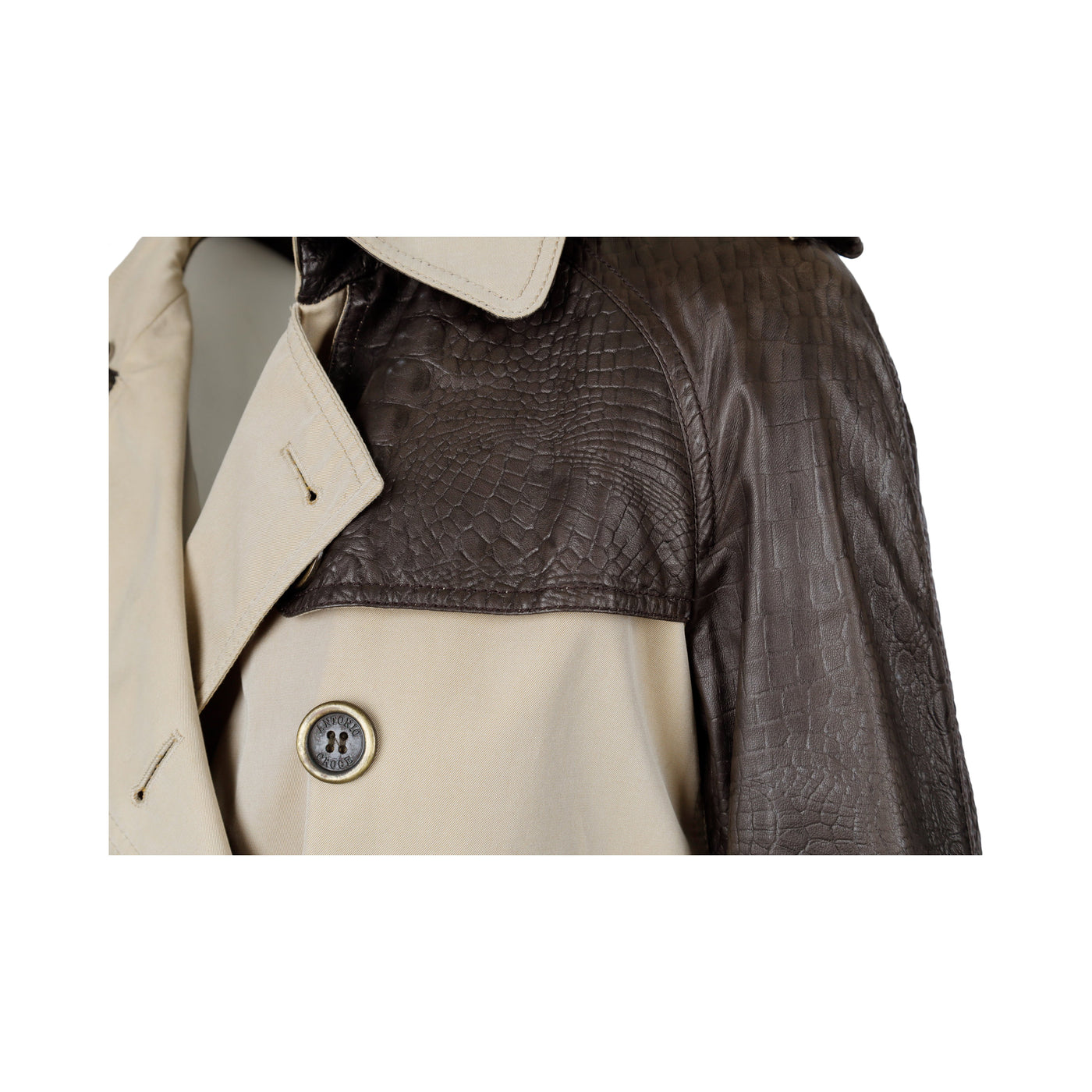 Secondhand Antonio Croce Leather Sleeve Trench Coat