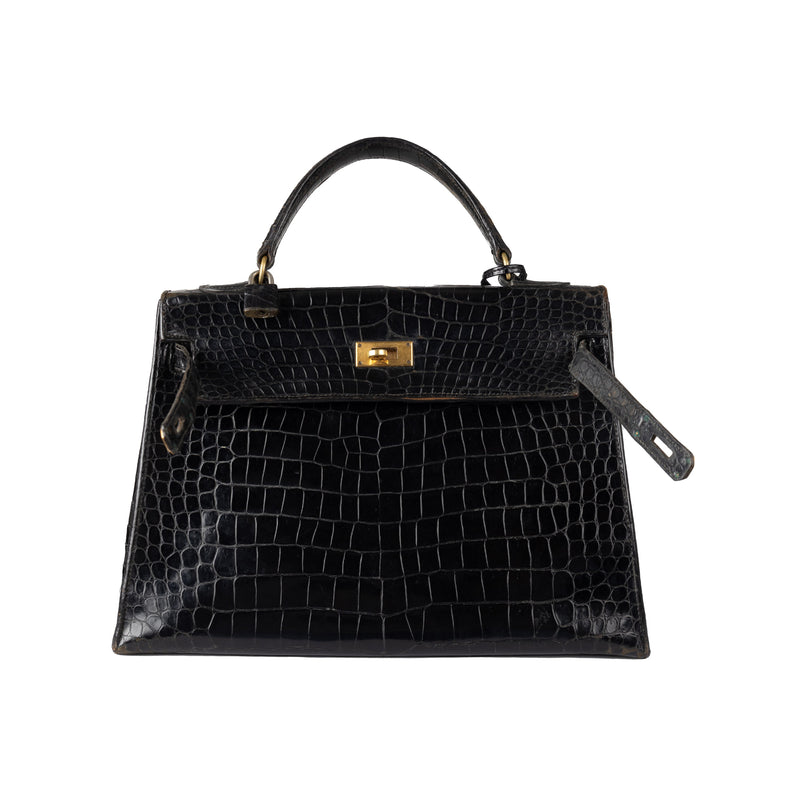 Secondhand Hermès Lisse Crocodile Kelly 32 Retourne Handbag