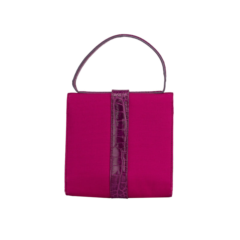 Alberta Ferretti fucsia handle bag, embellished with exotic leather details pre-owned