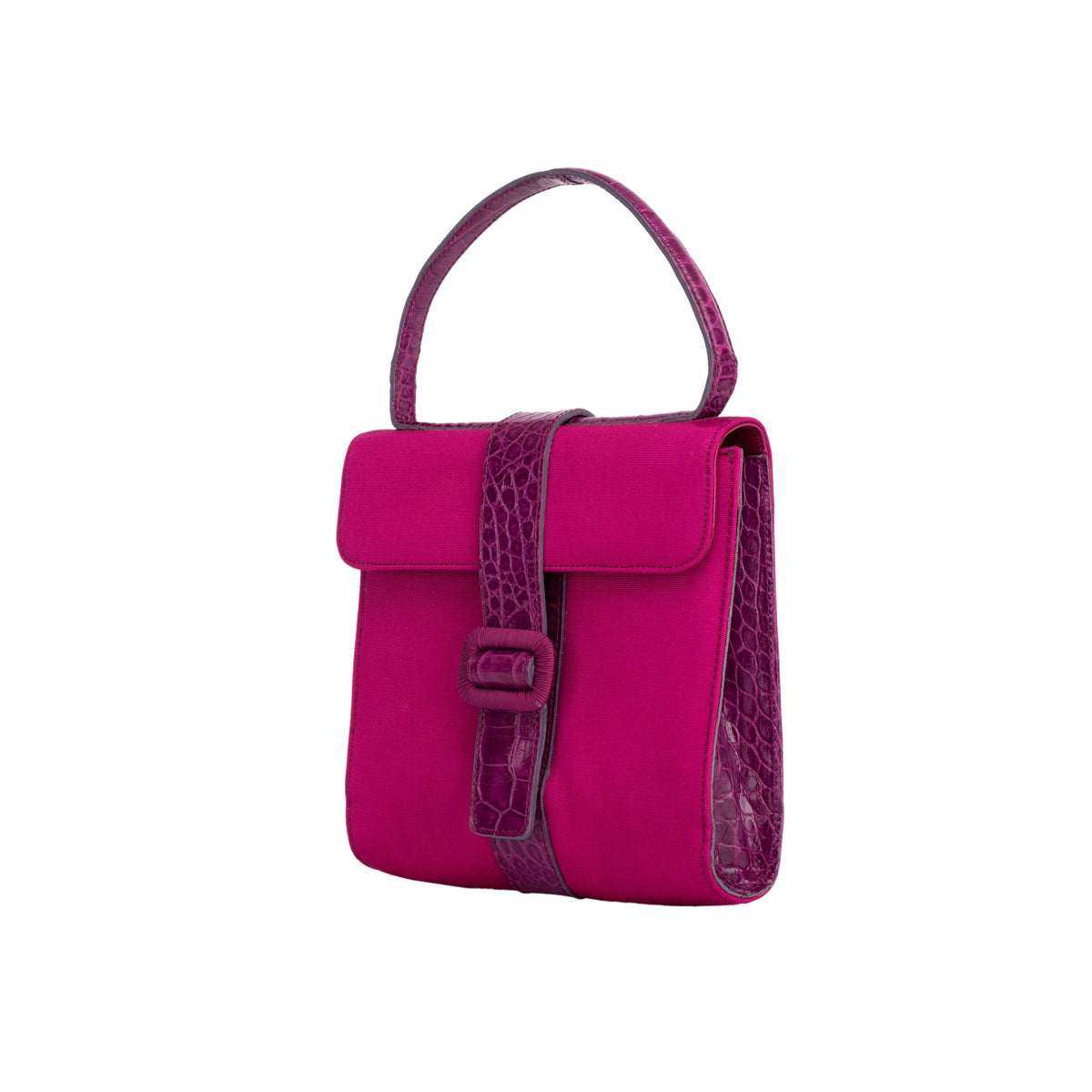 Alberta Ferretti fucsia handle bag, embellished with exotic leather details pre-owned