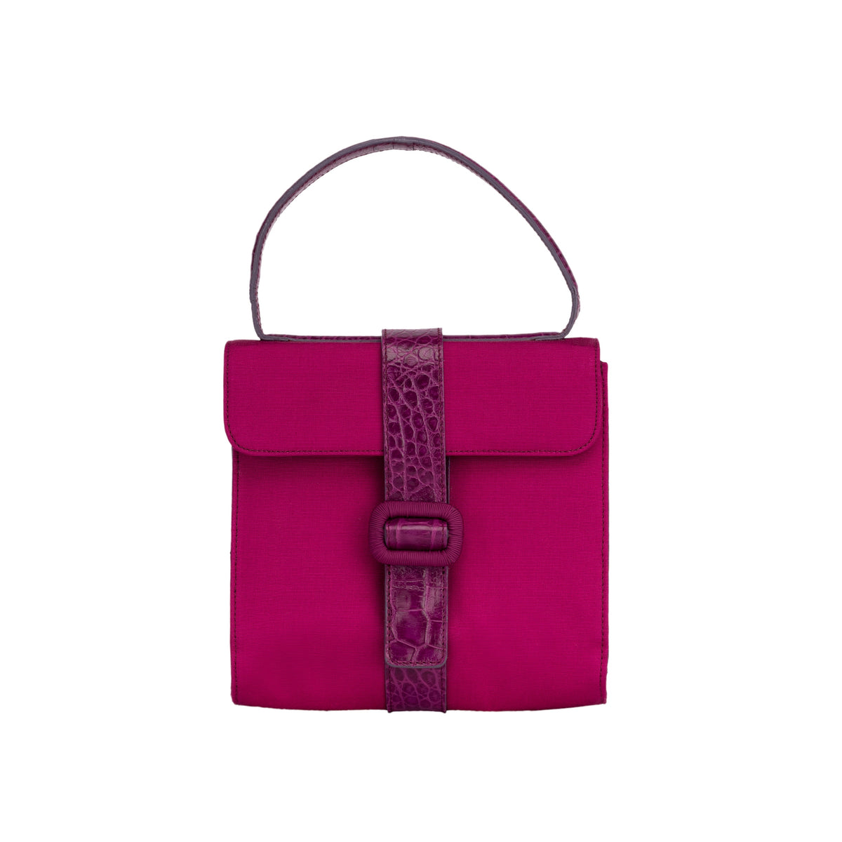 Alberta Ferretti fucsia handle bag, embellished with exotic leather details pre-owned