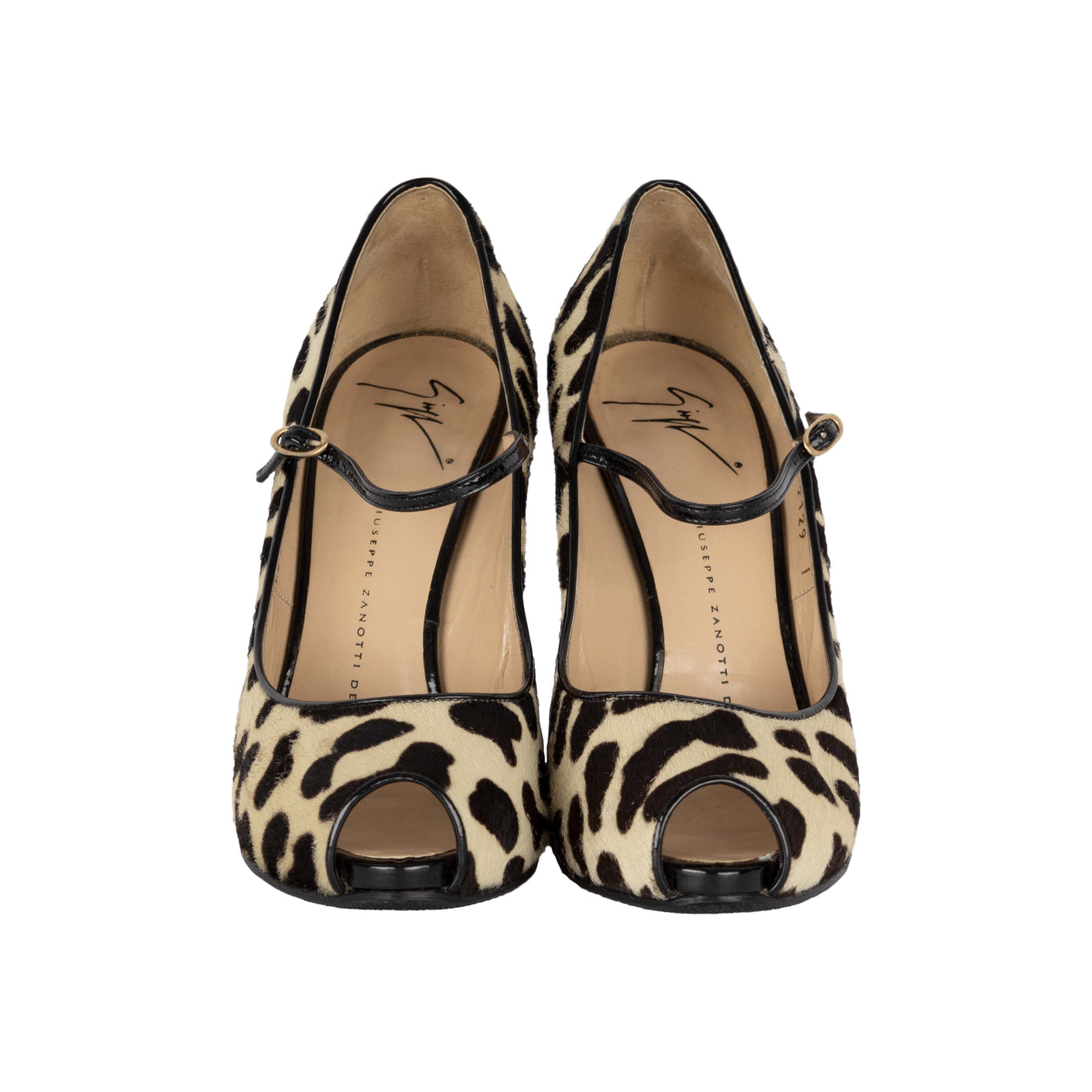 Secondhand Giuseppe Zanotti Leopard Print Ponyhair Peep-Toe Pumps