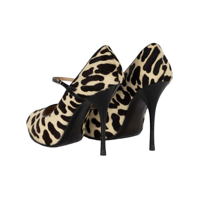 Secondhand Giuseppe Zanotti Leopard Print Ponyhair Peep-Toe Pumps