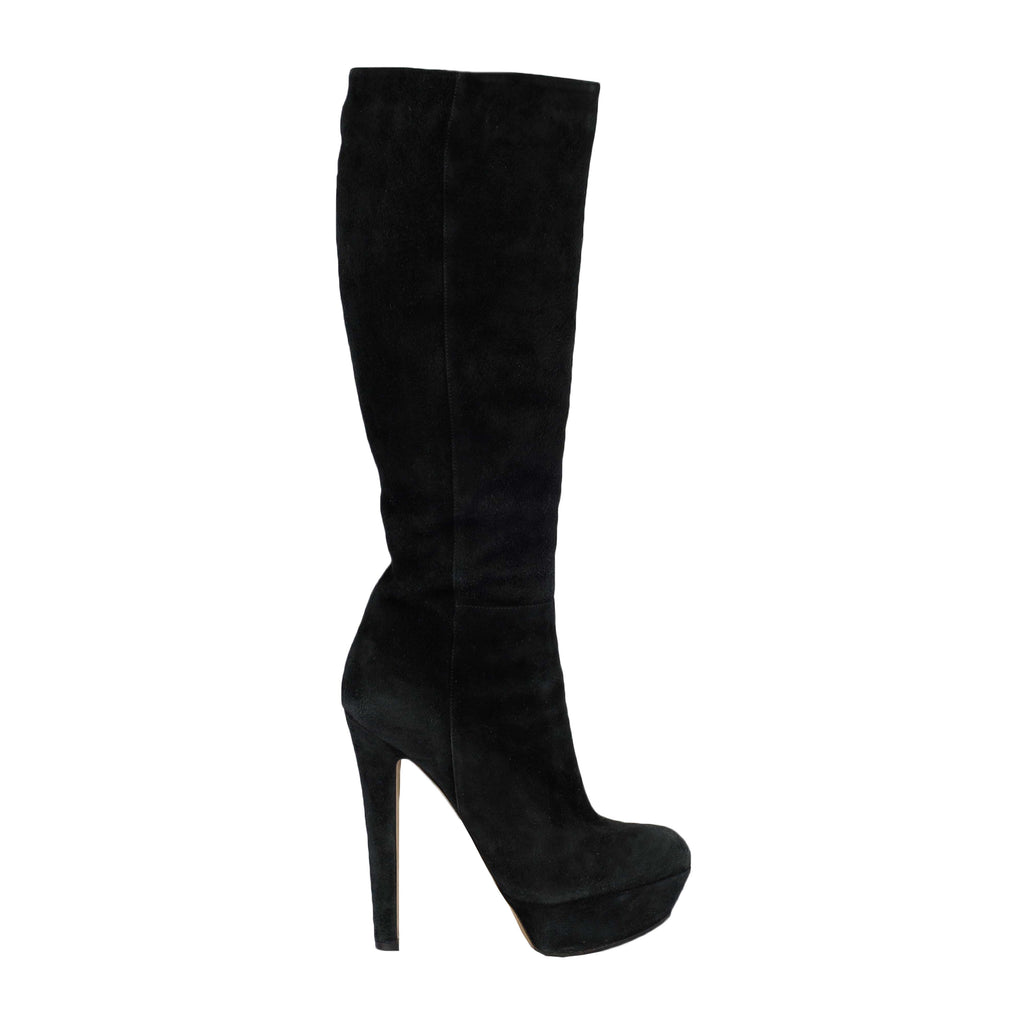 Second hand Sergio Rossi Black Suede Platform Knee High Boots