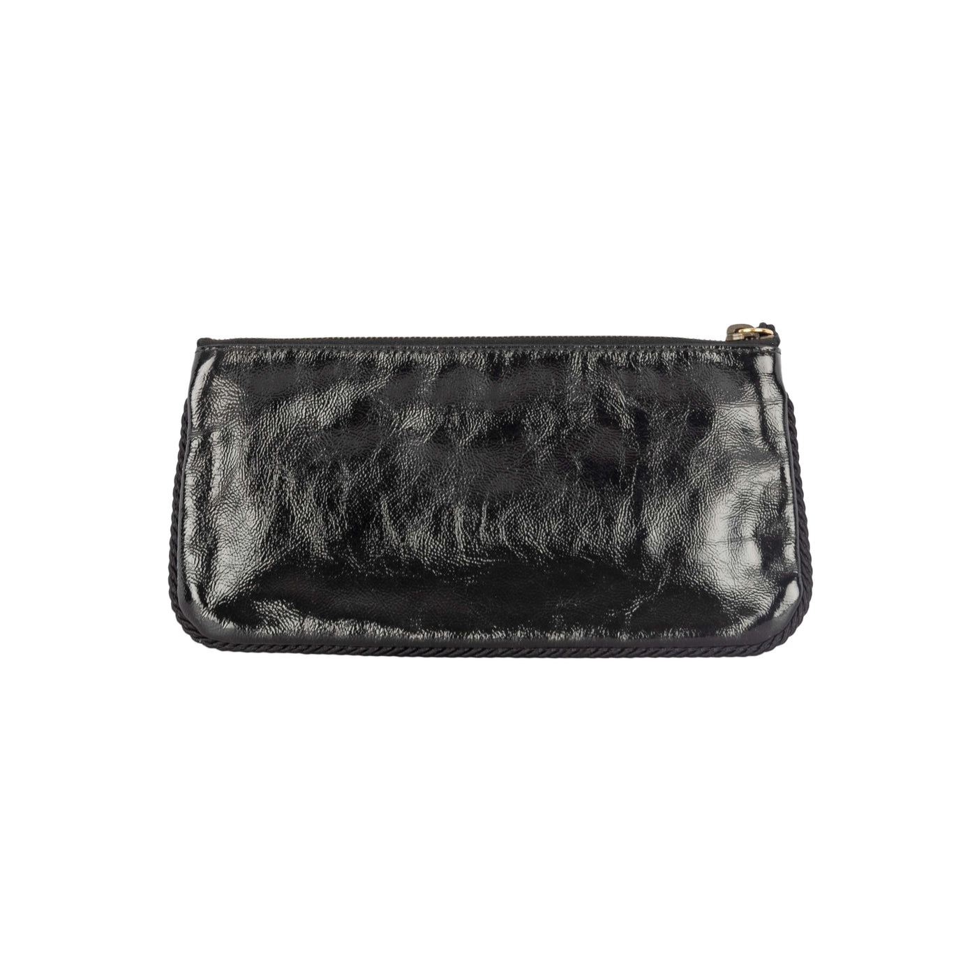Secondhand Gucci Shiny Leather Clutch with Braided Trim & Tassel