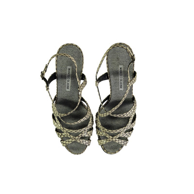 Secondhand Manolo Blahnik Snakeskin Strappy Heel Sandals