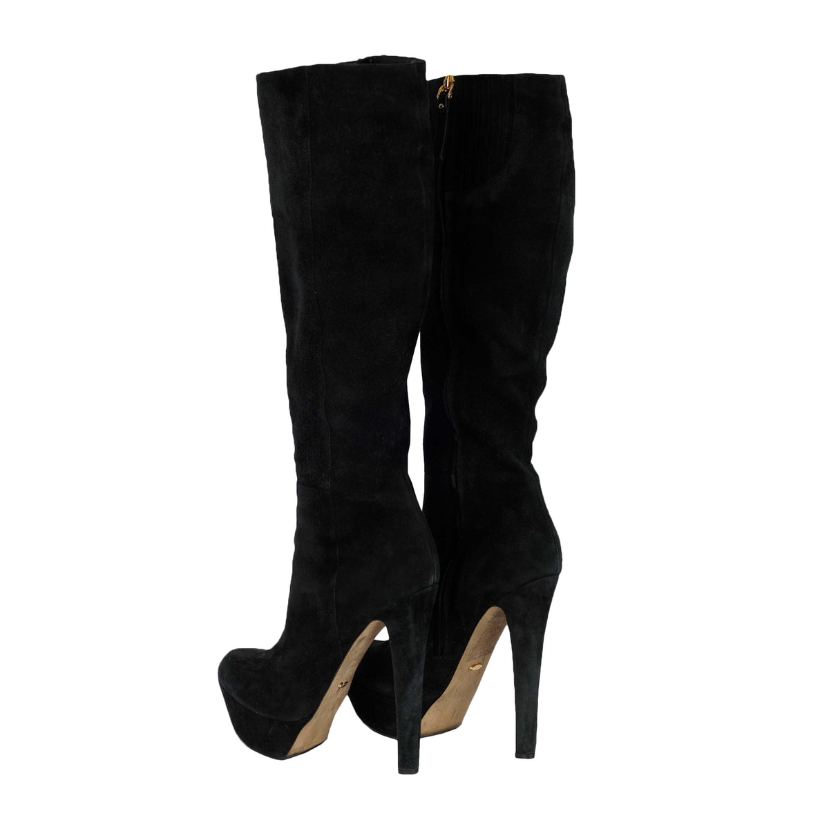 Second hand Sergio Rossi Black Suede Platform Knee High Boots