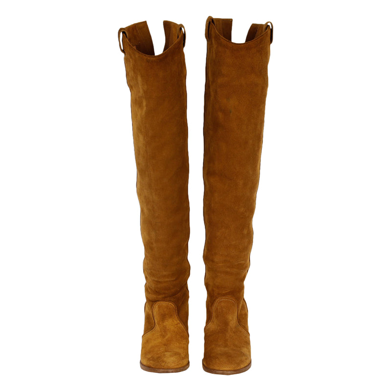 Secondhand Laurence Dacade Suede Over the Knee Light Brown Boots 