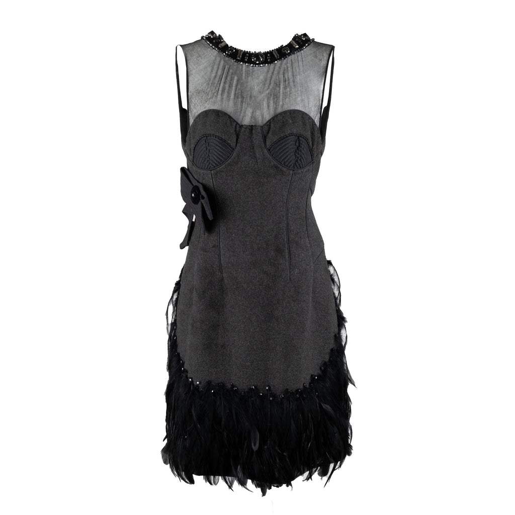 Secondhand 6267 Compact Wool Dress with Feather