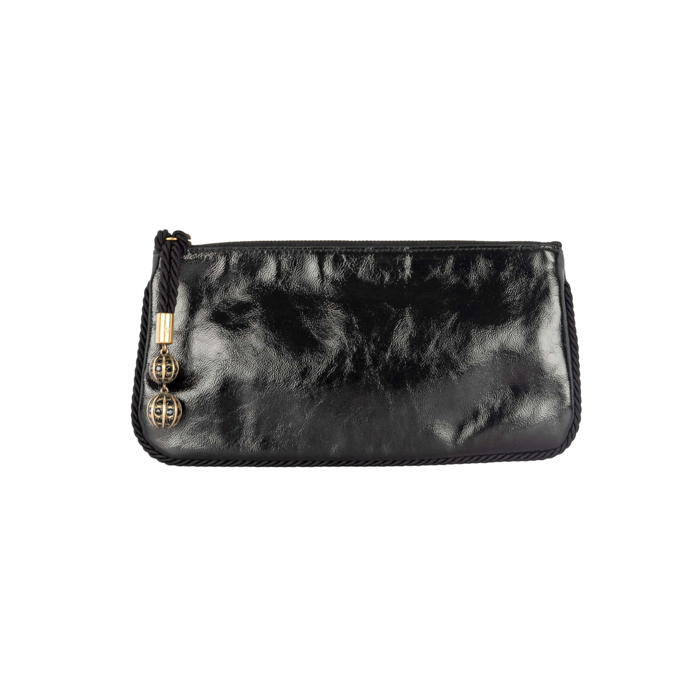 Secondhand Gucci Shiny Leather Clutch with Braided Trim & Tassel