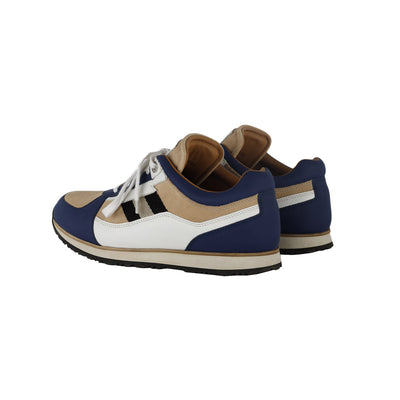 Bally blue and beige leather sneakers shoes pre-owned