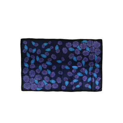 Secondhand Versace Blue and Violet Silk Flower Pattern Scarf
