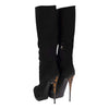 Secondhand Giuseppe Zanotti Black Suede Boots with Glossy Animal Print Heels