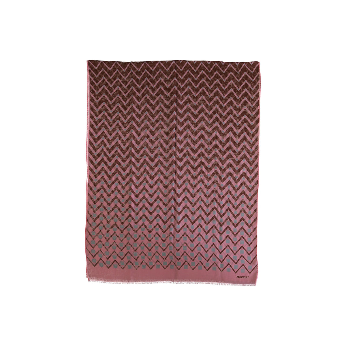 Secondhand Missoni Pink Brown Chevron Pattern Scarf 