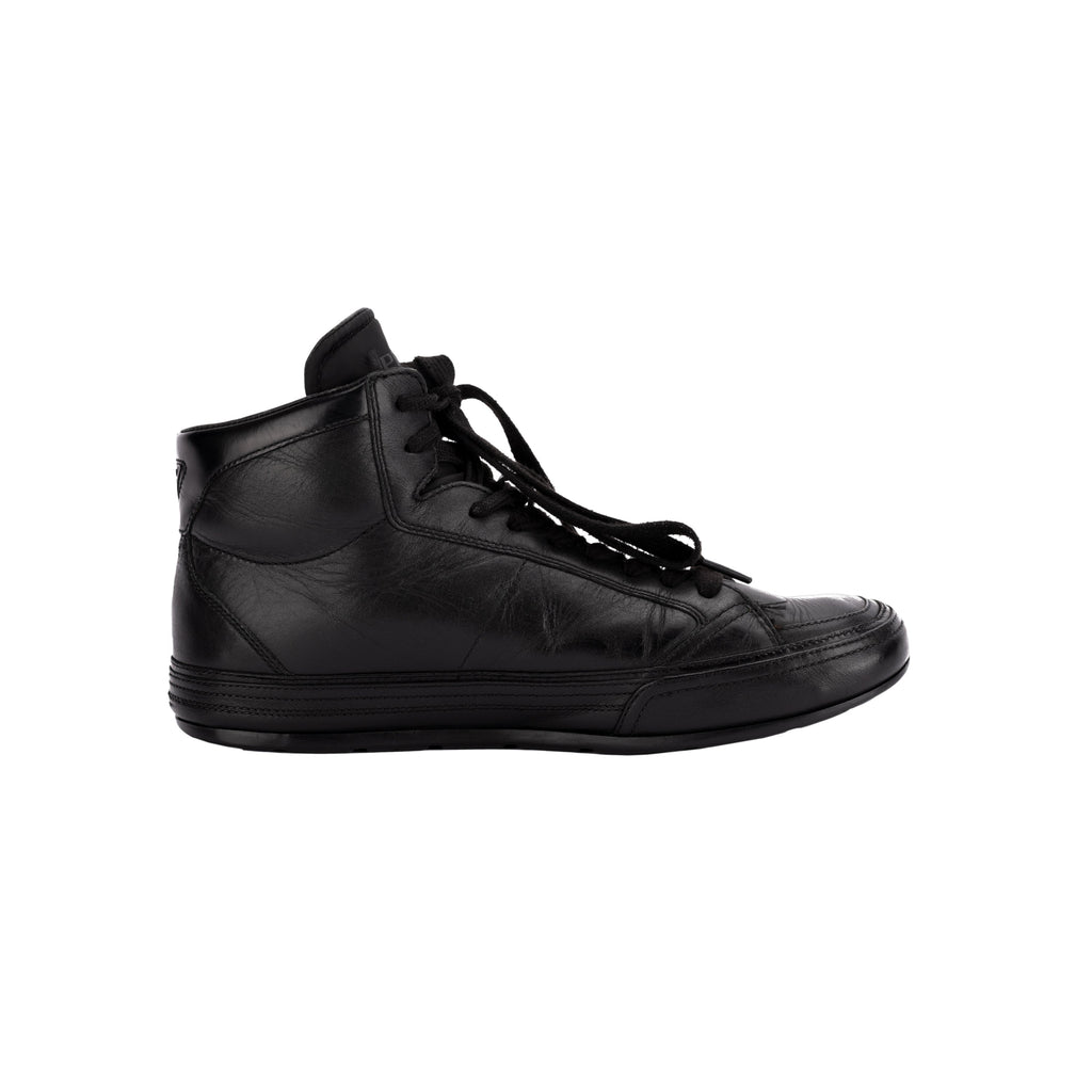 Prada black leather sneakers shoes pre-owned