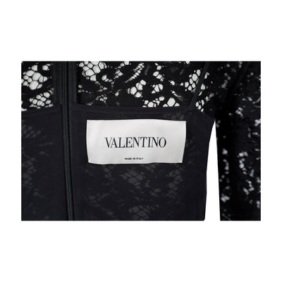 Secondhand Valentino Pleated Leather and Lace Dress