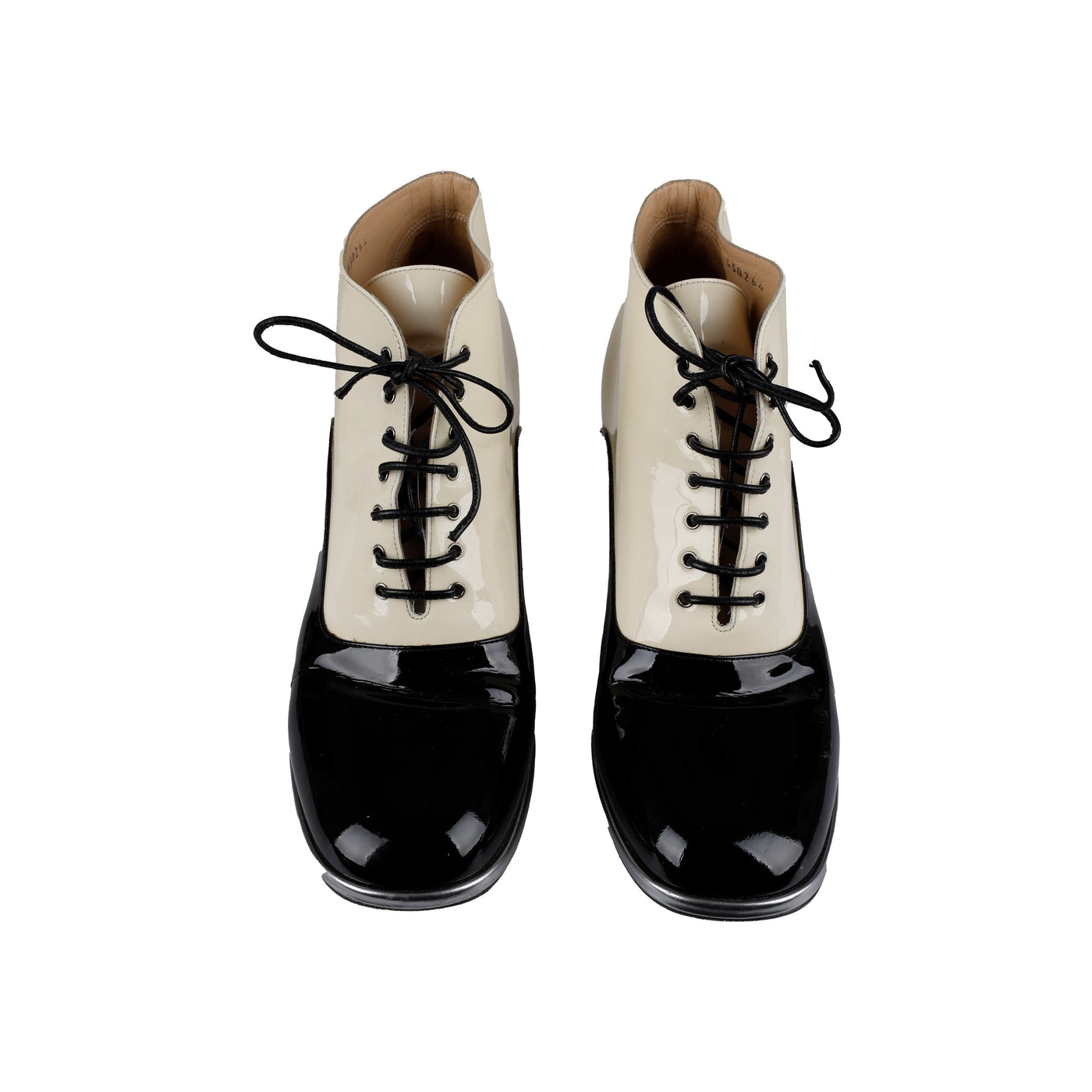 Secondhand Chanel Patent Leather Bow Lace-Up Ankle Boots