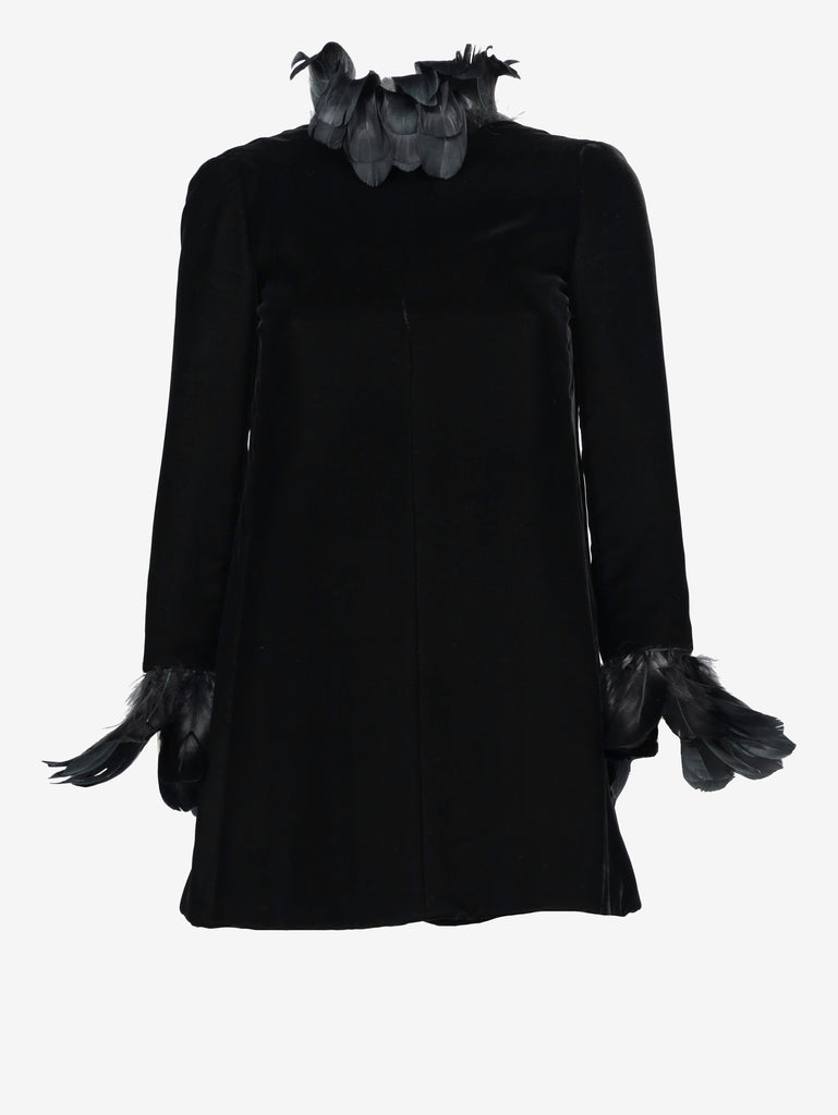 Valentino Boutique - Velvet Mini Dress with Feather Details MZ1902457  Valentino 