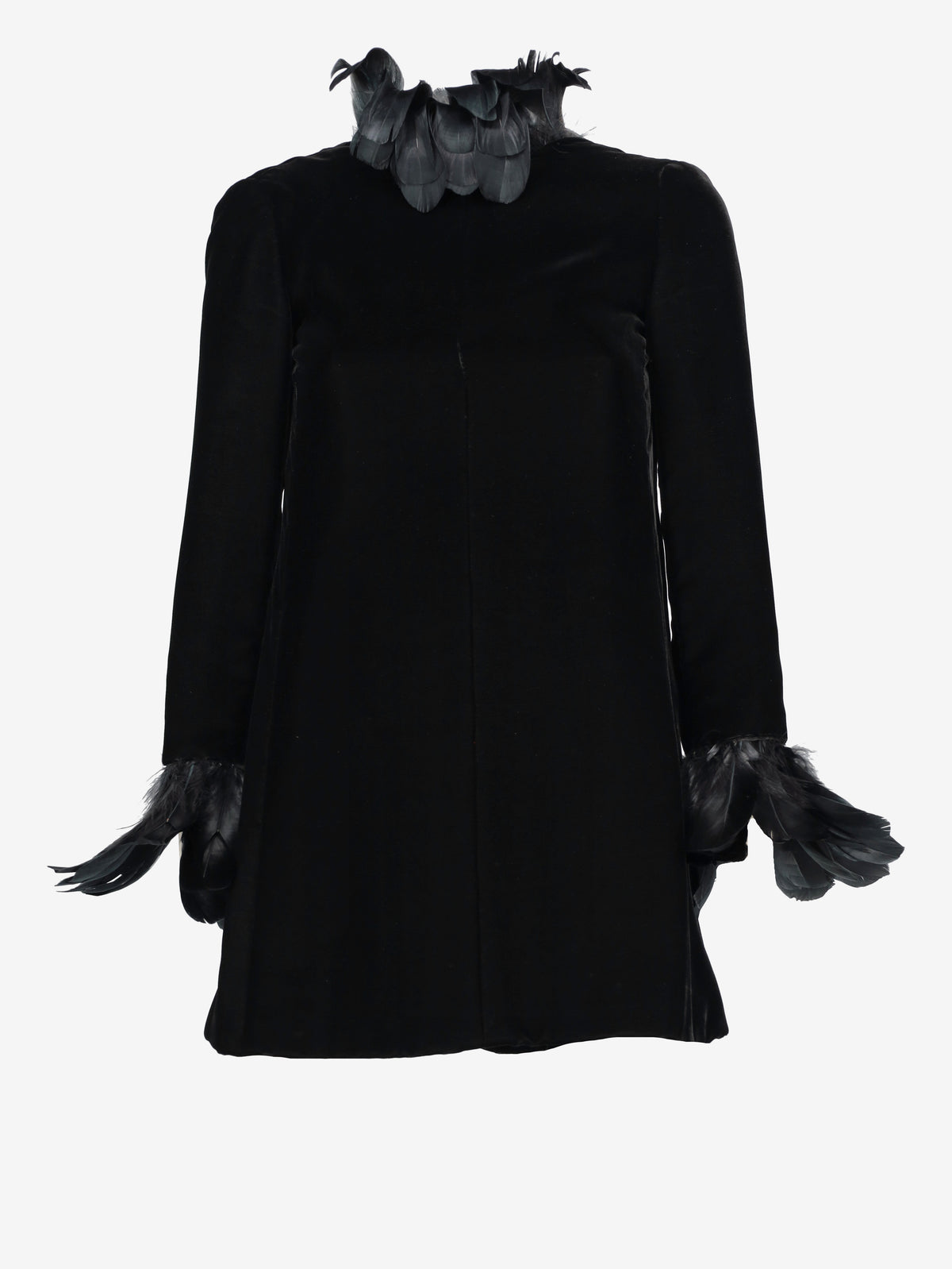 Valentino Boutique - Velvet Mini Dress with Feather Details MZ1902457  Valentino 