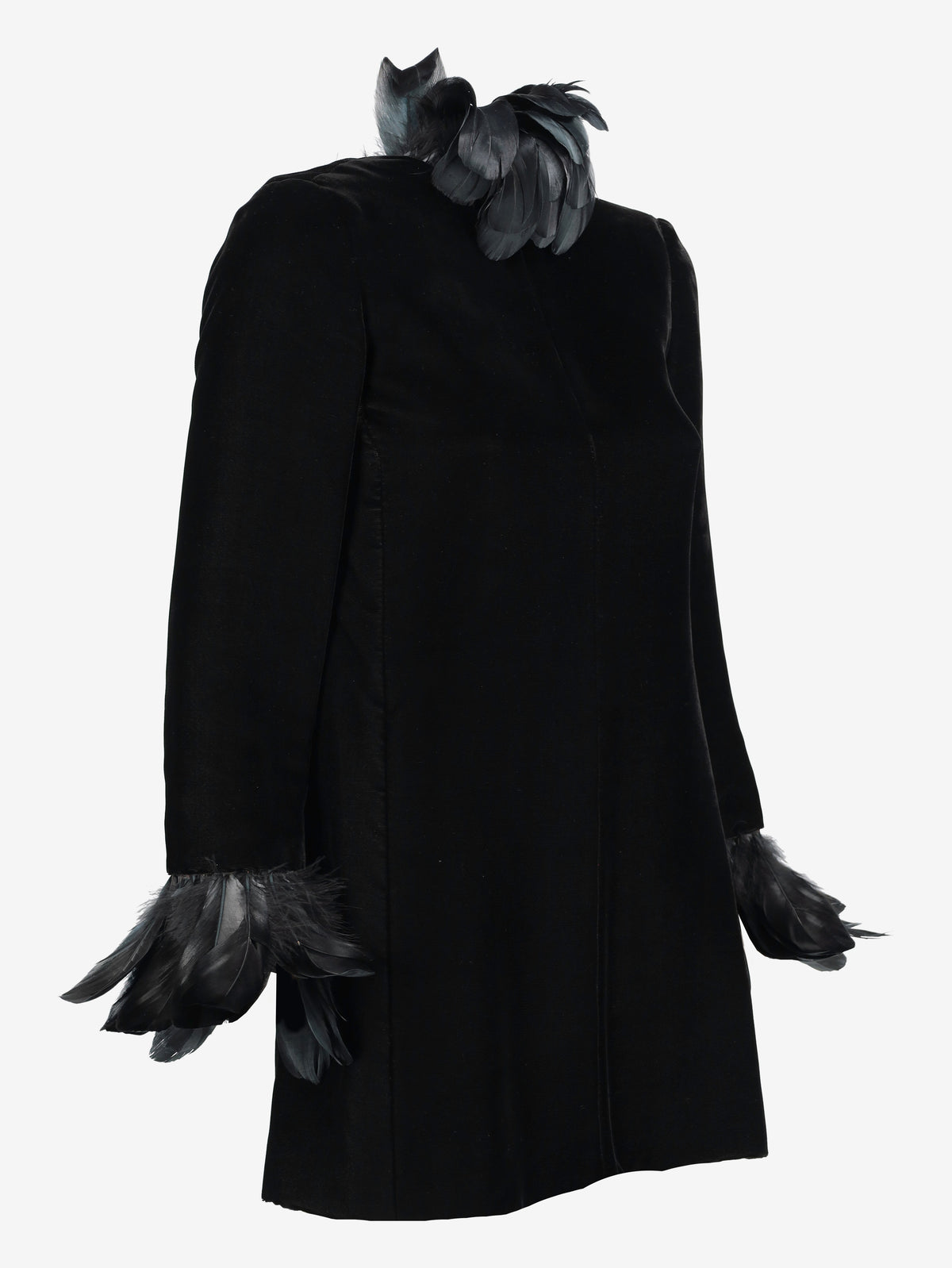 Valentino Boutique - Velvet Mini Dress with Feather Details MZ1902457  Valentino 
