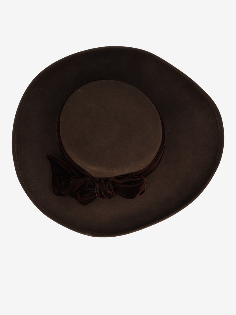 Borsalino Fur Felt Fedora Hat with Bow Detail E1000746  Borsalino 