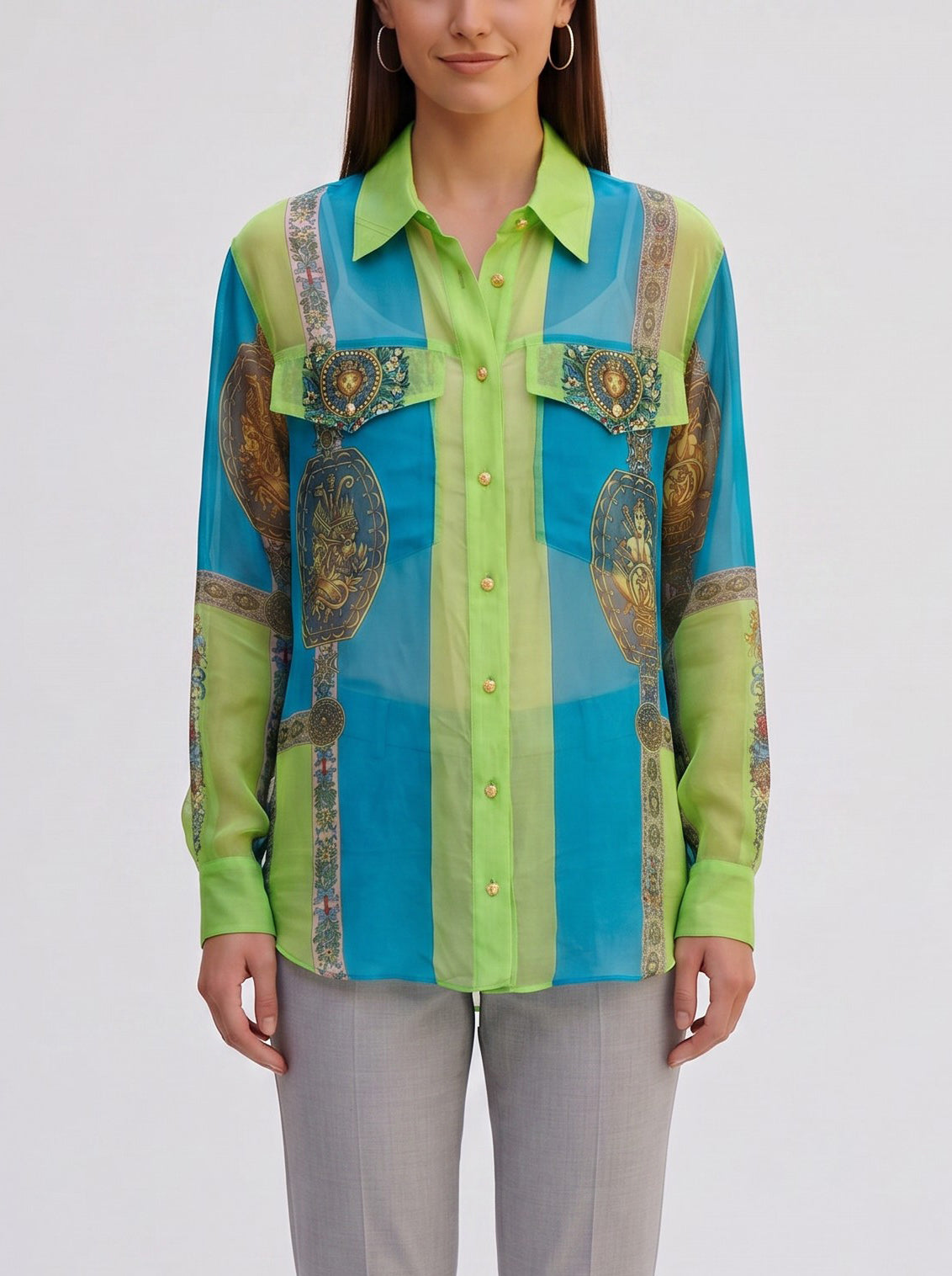 Versus Versace 1990s Shirt in Silk Organza MR205443  Versace 