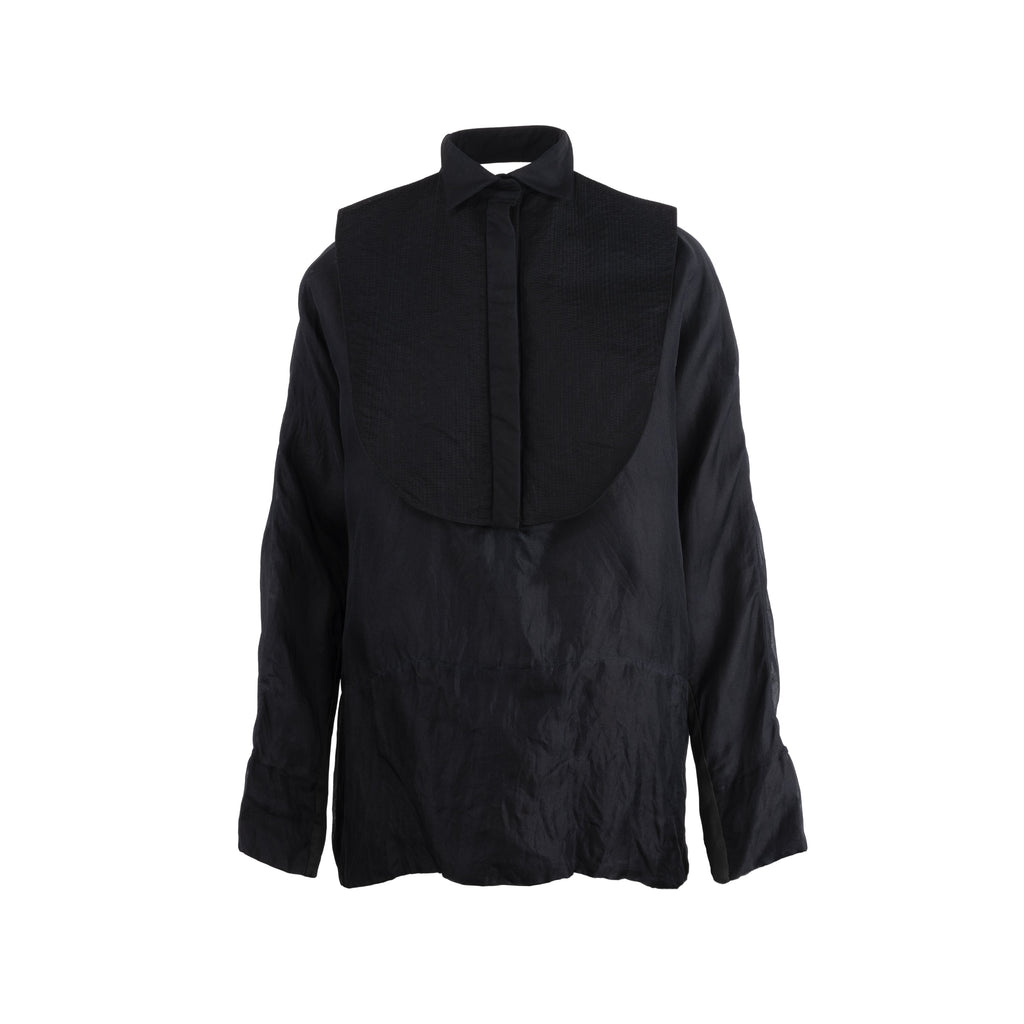 Diliborio black silk shirt. Oversized design, long sleeves, front buttoning and opening at the back pre-owned