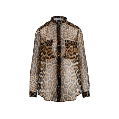 Yves Saint Laurent shirt animalier brown silk pre-owned
